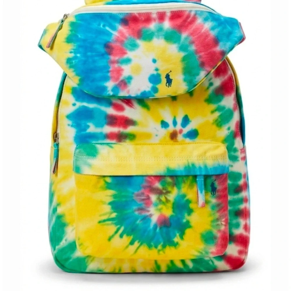 Polo Ralph Lauren Tie Dye Backpack Fanny Pack Set Travel School‎ Bag NEW